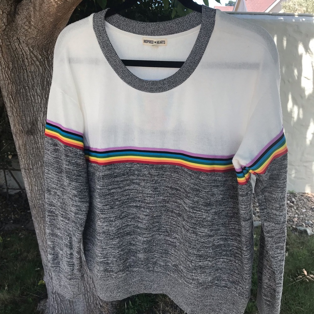 Inspired Hearts Rainbow Sweater, NWT, XL - Picture 2 of 8